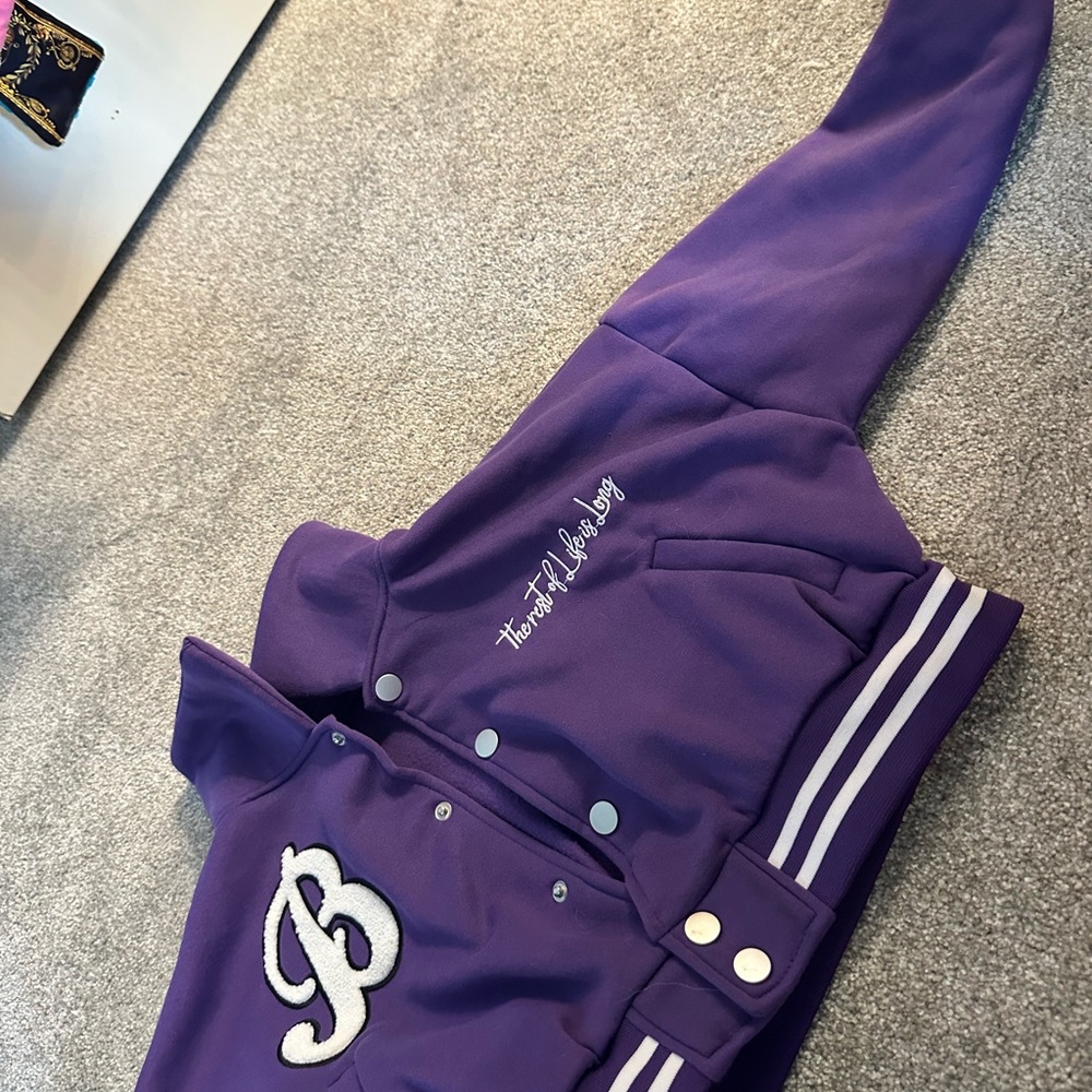Purple Varsity Jacket with Embroidered Lettering - Picture 3 of 4